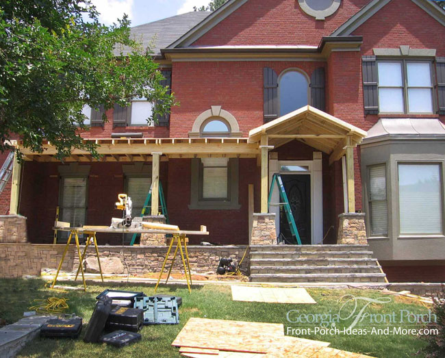  stone porch skirting make for a warm and inviting front porch