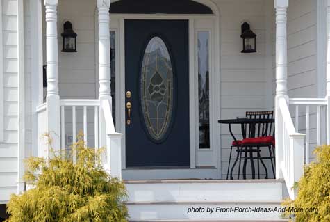 Front Door Designs on Exterior Blue Front Door With Contrasting Red Cushions Exterior Door