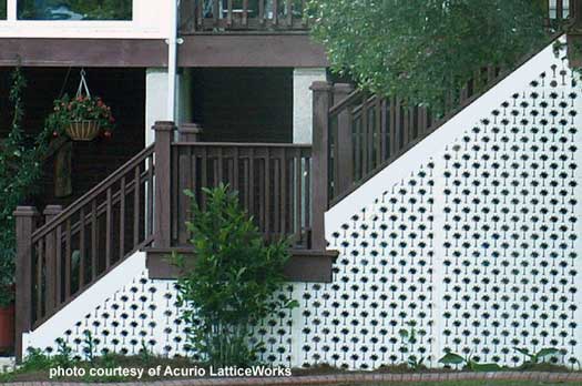 Vinyl Lattice Panels Black Lattice Panels Privacy Lattice Panels lattice used as skirting under staircase - Vinyl Lattice Panels Black Lattice Panels Privacy Lattice Panels