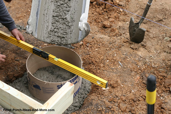 concrete footings porch pouring piers footing foundations deck pier forms form building patio cement poured floor decks pillars pergola addition