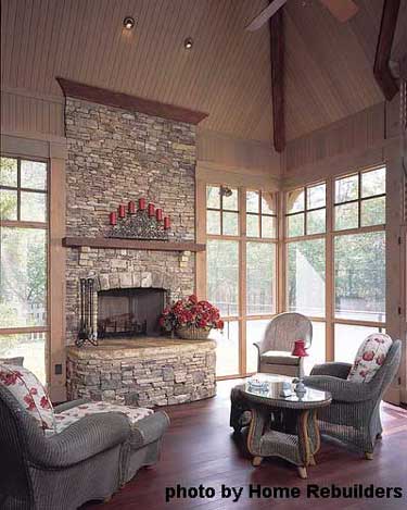Screened Porch with Fireplace