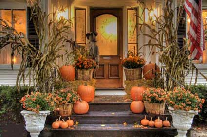 Beautifully decorated Halloween porch