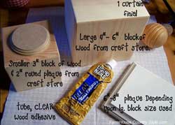 close-up of materials needed for patriotic flag holder