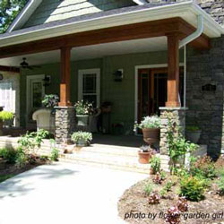 fully decorated craftsman style front porch