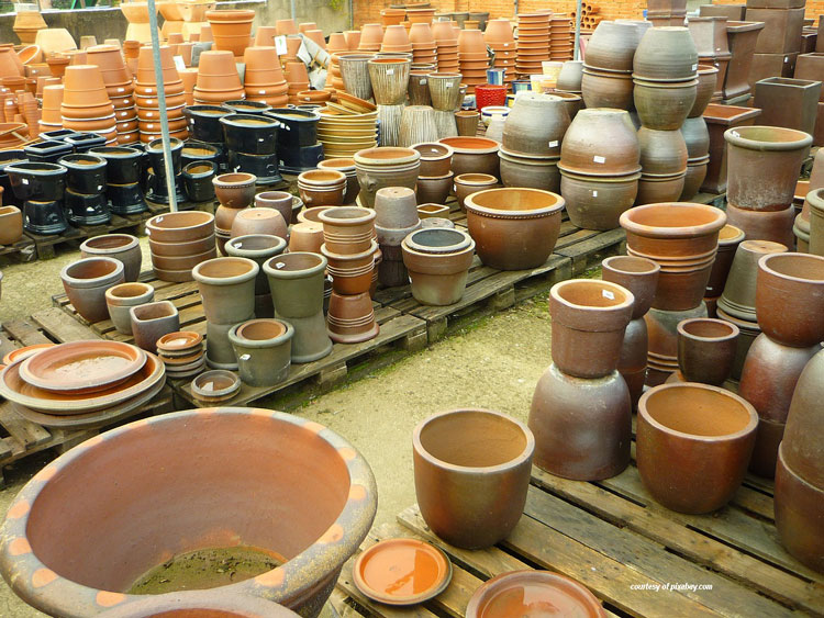 assortment of clay pots