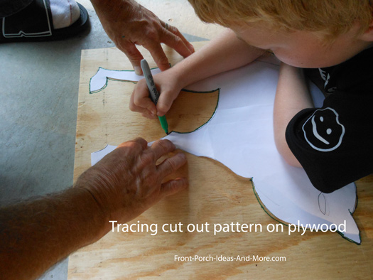 tracing template onto plywood