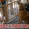 porch gate and fence with yellow lab
