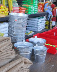 small bucket as form for scarecrow head
