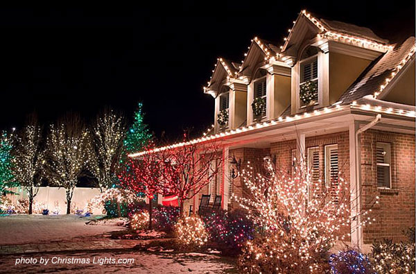 Houses Decorated with Christmas Lights