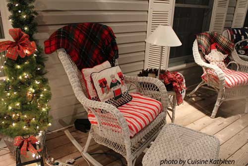 porch rocking chairs and warm blankets for the holidays