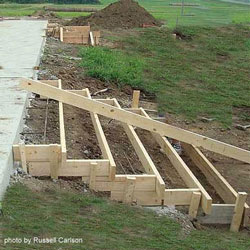 forms in place to accept concrete for porch steps