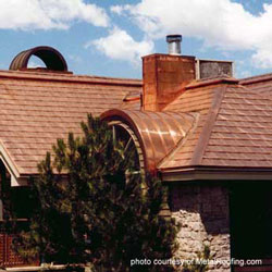 copper metal roofing material on home 
