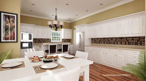 cottage kitchen home plan with wrap around front porch from Family Home Plans