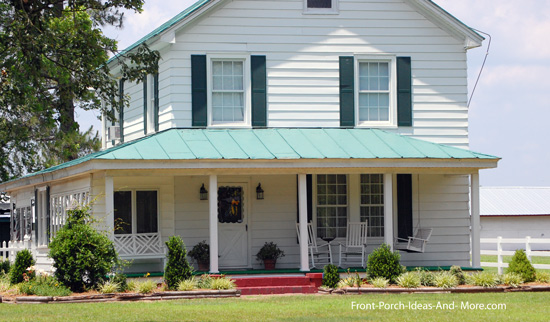 green metal roof over porch