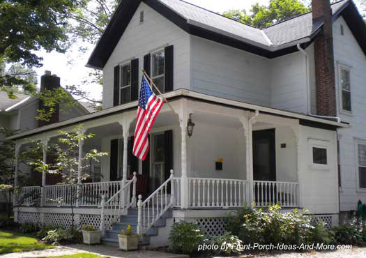 picturesque wrap around country style porch
