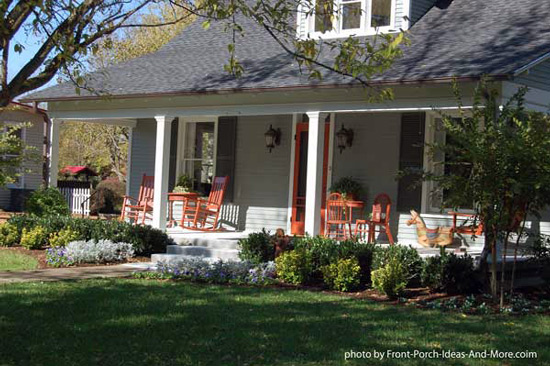 Open country porch with rocking chairs