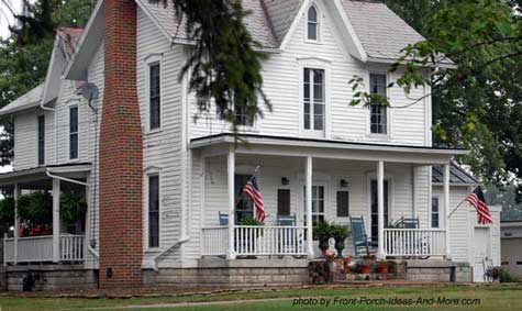 Classic American farm house front porch