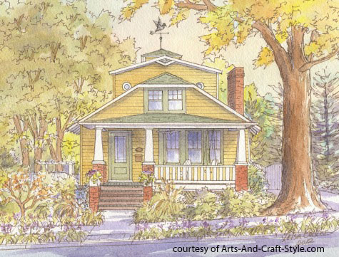 watercolor of craftsman style home by leisa collins