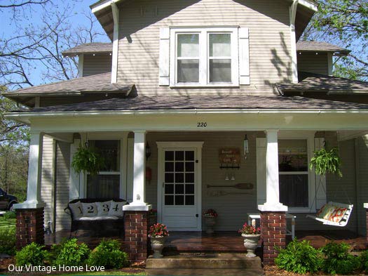 Quaintly decorated front porch