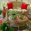 decorating with red really pops on this porch