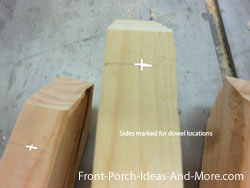 bird house sides marked for dowel locations