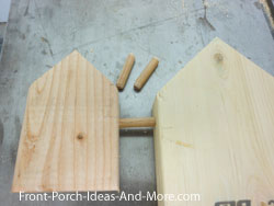 dry fitting dowels into holes