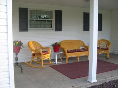 Red and yellow porch