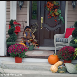 autumn decorated front porch