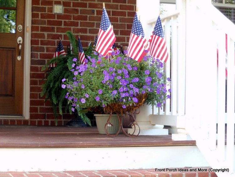 patriotic flags and flowers
