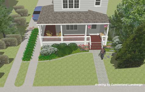 close up rendering of front porch