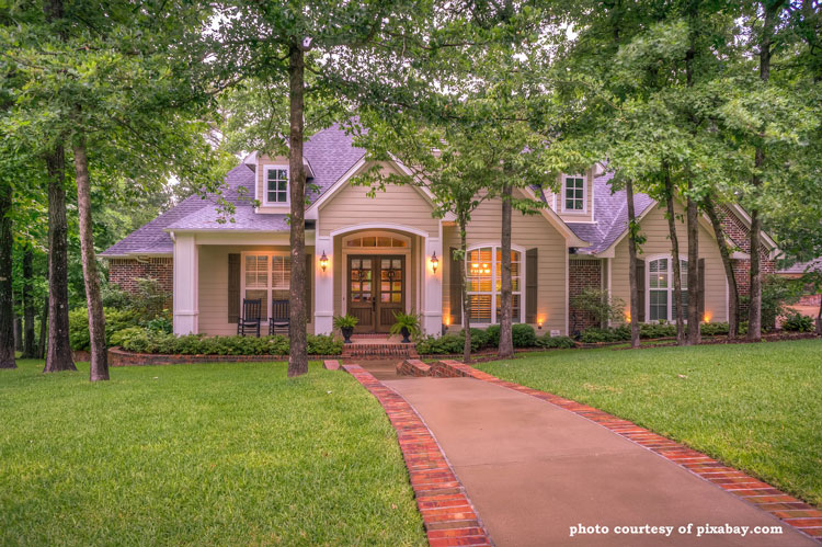 front yard landscaping and walkway