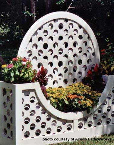 lattice panels used as planters in yard