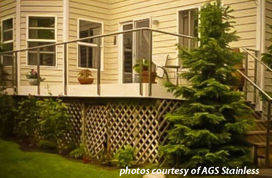 Cable deck railings on back deck of home before and after
