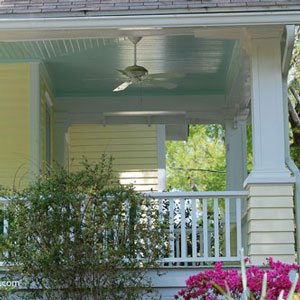 haint blue front porch ceiling