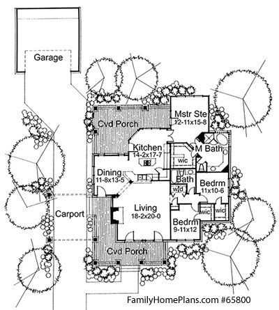 craftsman bungalow home and porch plan from Family Home Plans 65800