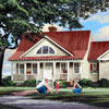home plan with front porch landscaped yard