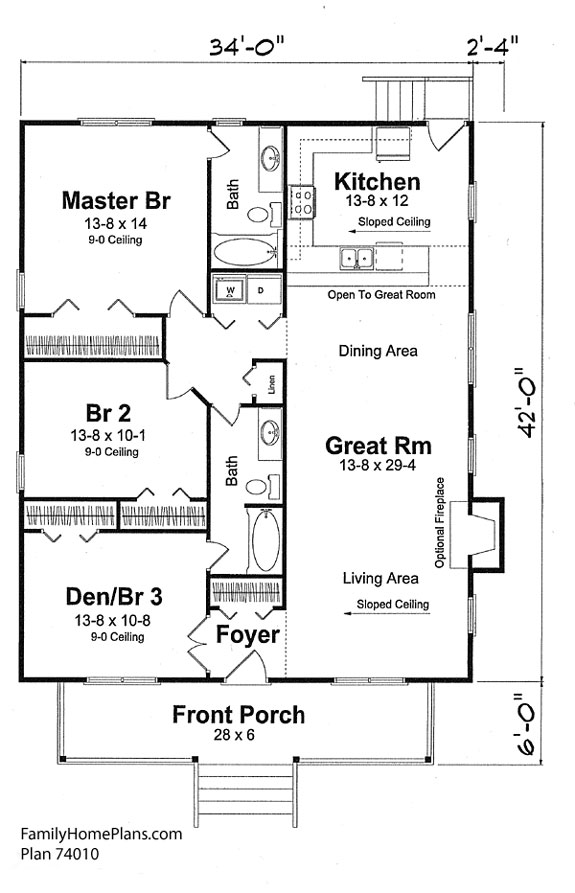 Small House Floor Plans Country, Kitchen In Front Of House Floor Plans