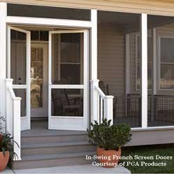 beautiful french doors on porch open to the outside