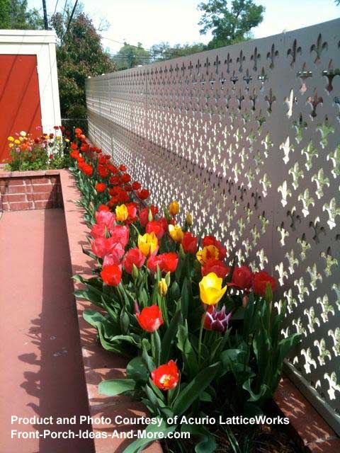 lattice fence sections between brick columns
