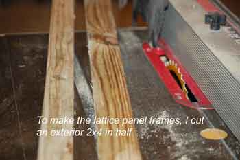 Cut a sufficient amount to frame the top and sides or your lattice panels