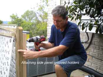 attach side panels to the grooves of the frames