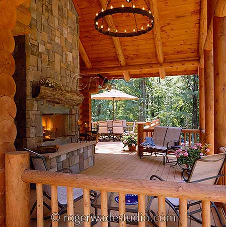 log home porch photo by Roger Wade