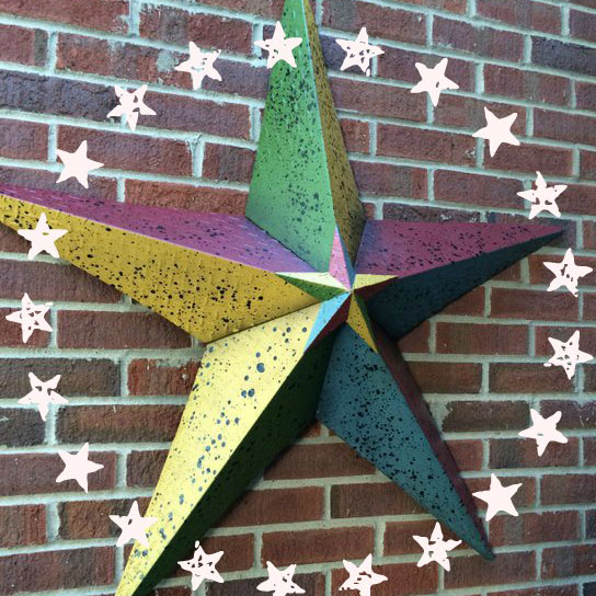 decorative star on front porch wall