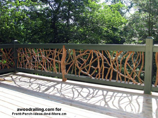 mountain laurel railing with natural newel post