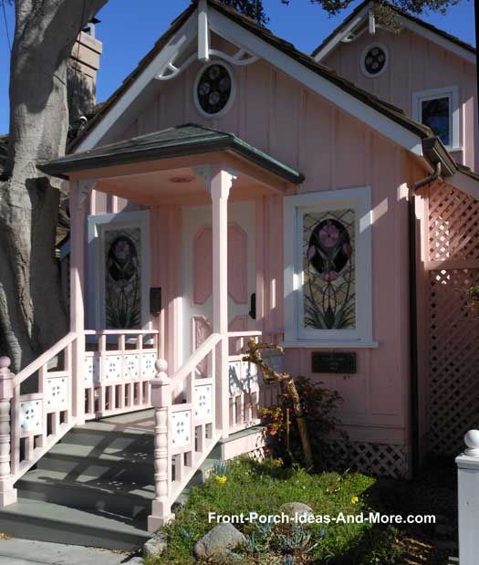pink porch and house