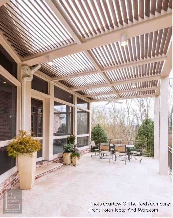 patio lighting and fan on pergola