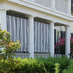 striped porch curtains on front porch