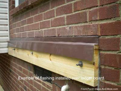 flashing over ledger board on brick wall