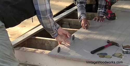 Keep measuring as you go along with installing the porch boards to be sure you stay square