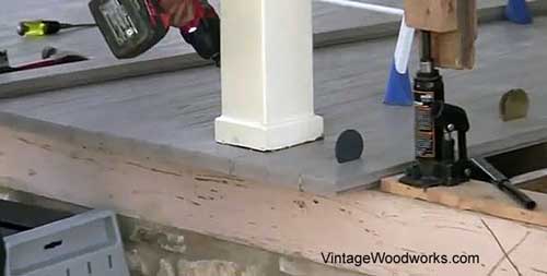 close-up of porch post